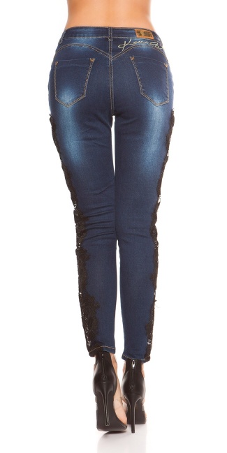 skinny jeans met kant jeansblauw